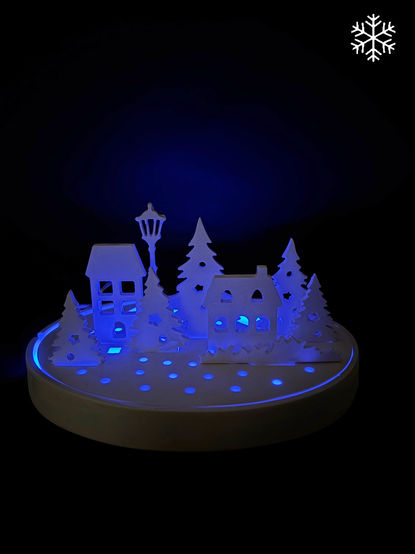 Winter Village Lantern – gypsum candle holder & night light