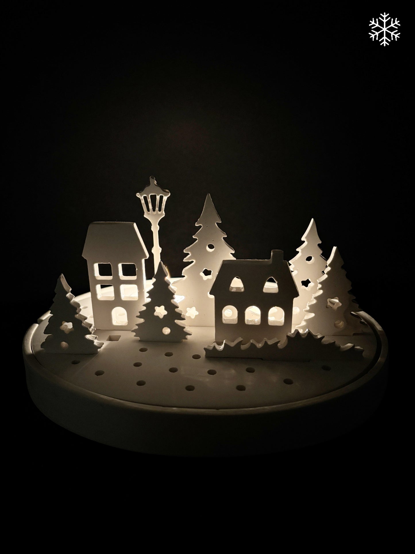 Winter Village Lantern – gypsum candle holder & night light