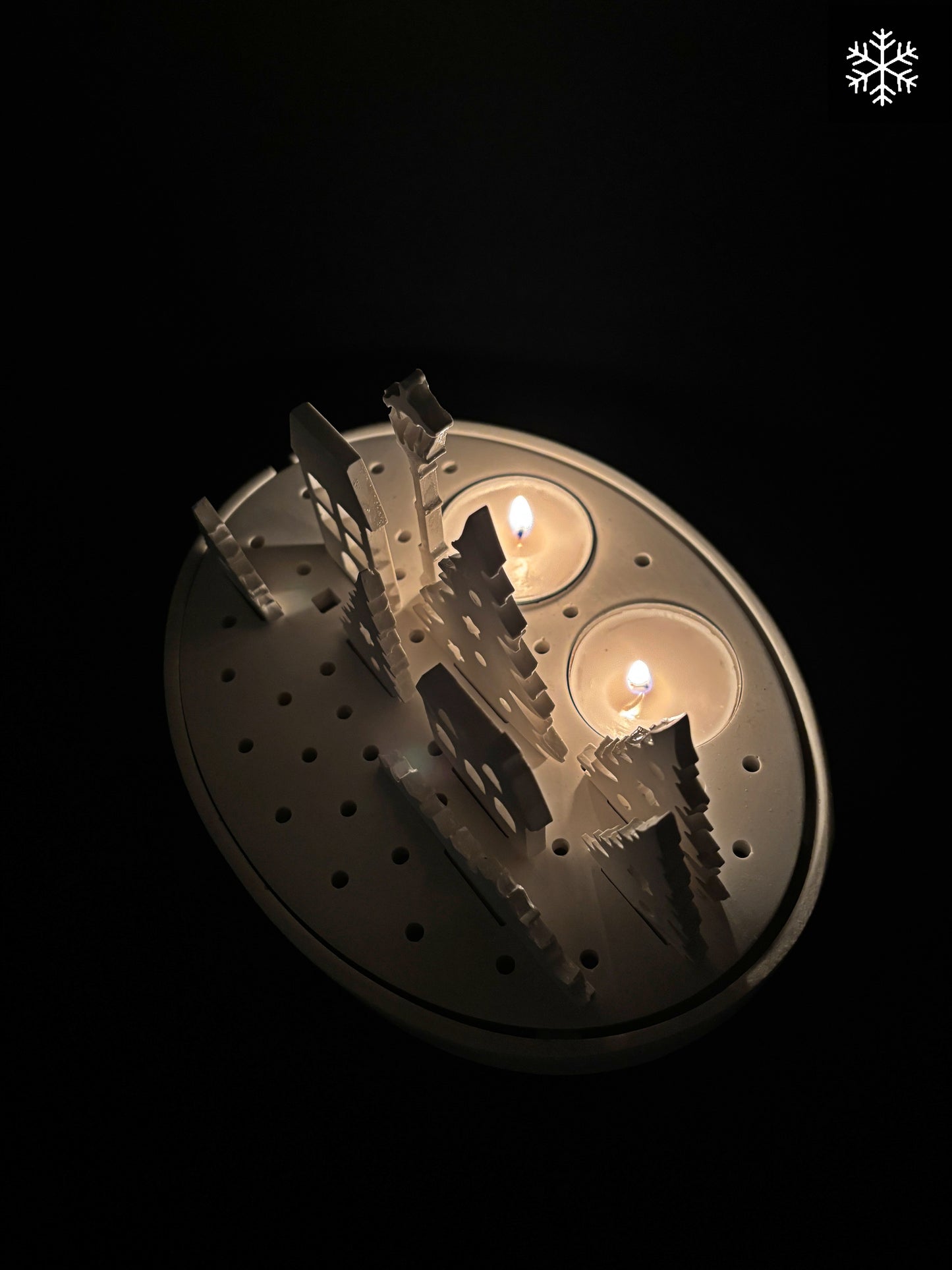 Winter Village Lantern – gypsum candle holder & night light