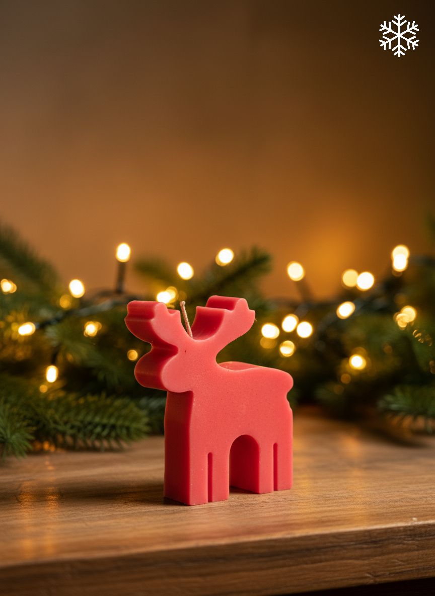 “Pink Deer” Candle — a delicate winter accent for your home.