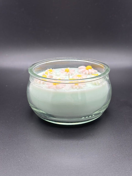 Floral Glow Glass Soy Wax Candle