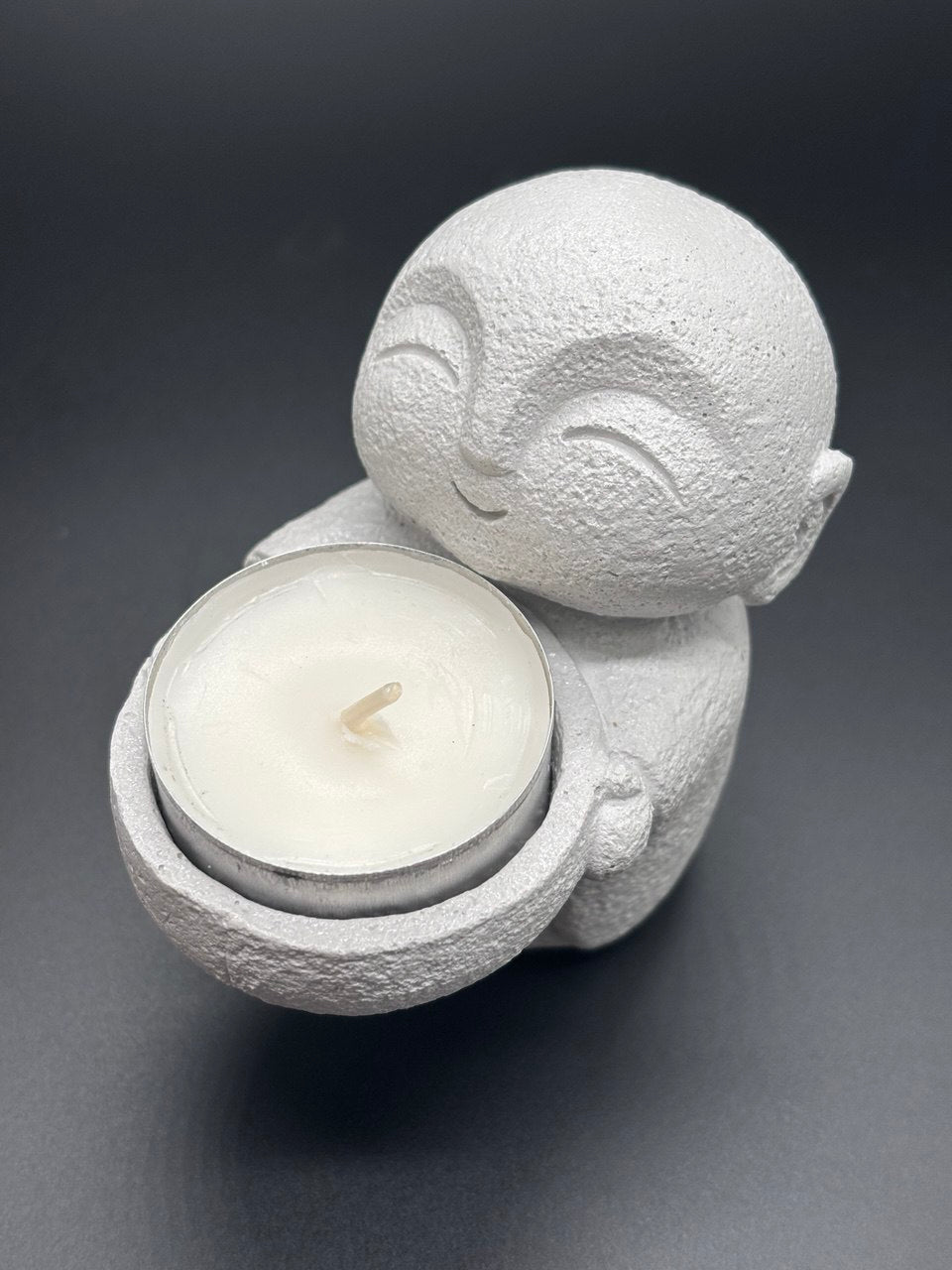 Smiling Buddha Glow Handmade Gypsum Candle Holder