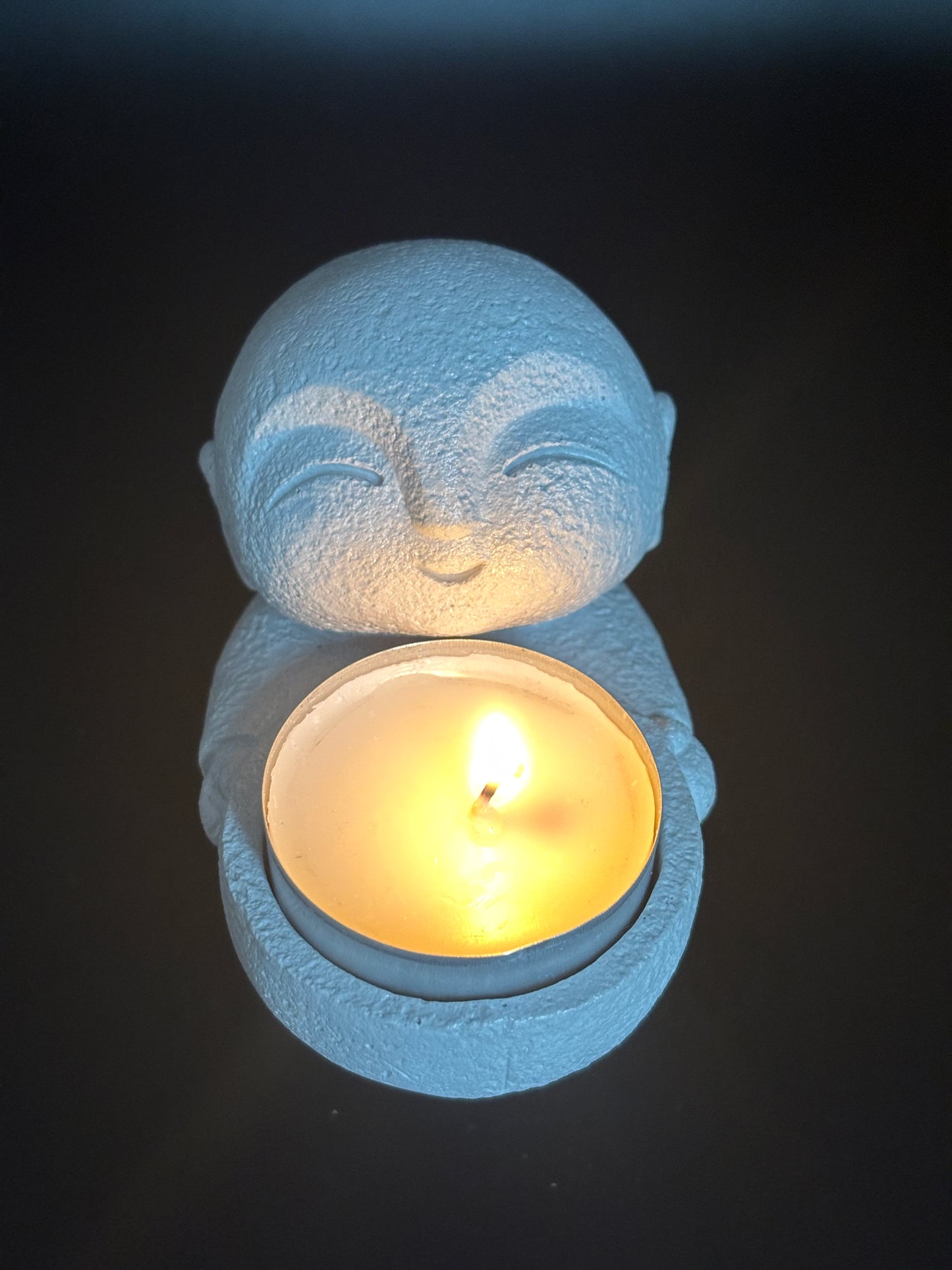 Smiling Buddha Glow Handmade Gypsum Candle Holder