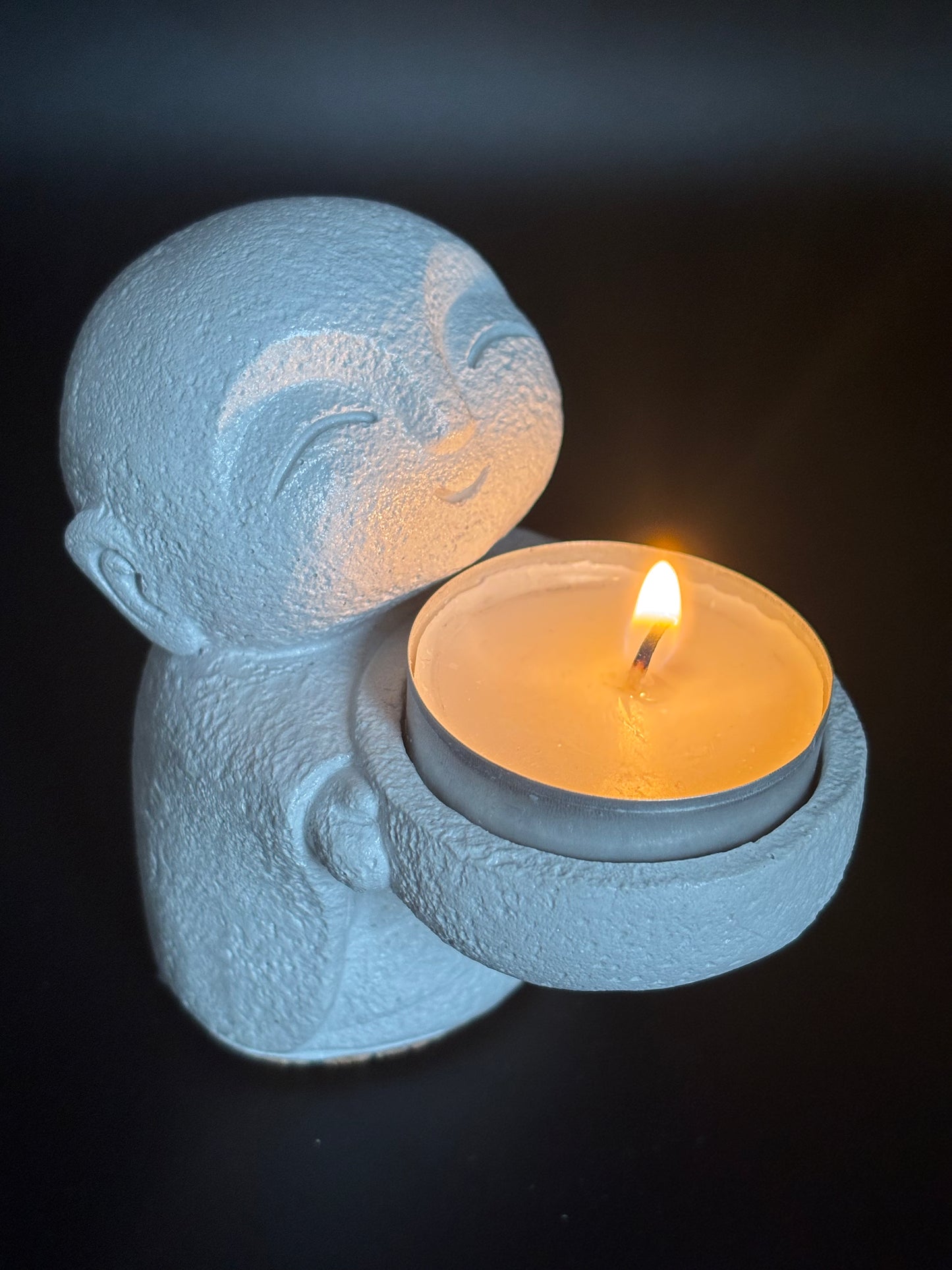 Smiling Buddha Glow Handmade Gypsum Candle Holder