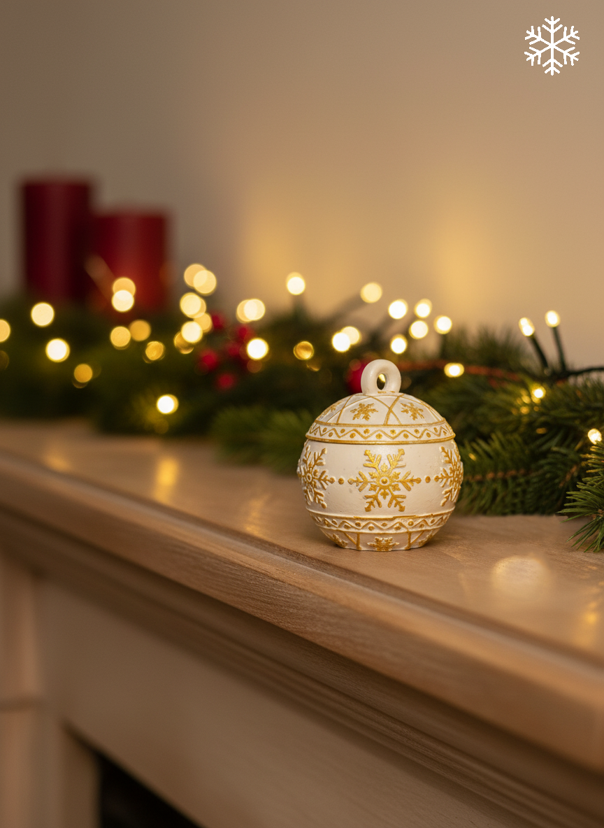 “Christmas Bauble” Candle in a Hand-crafted Plaster Holder