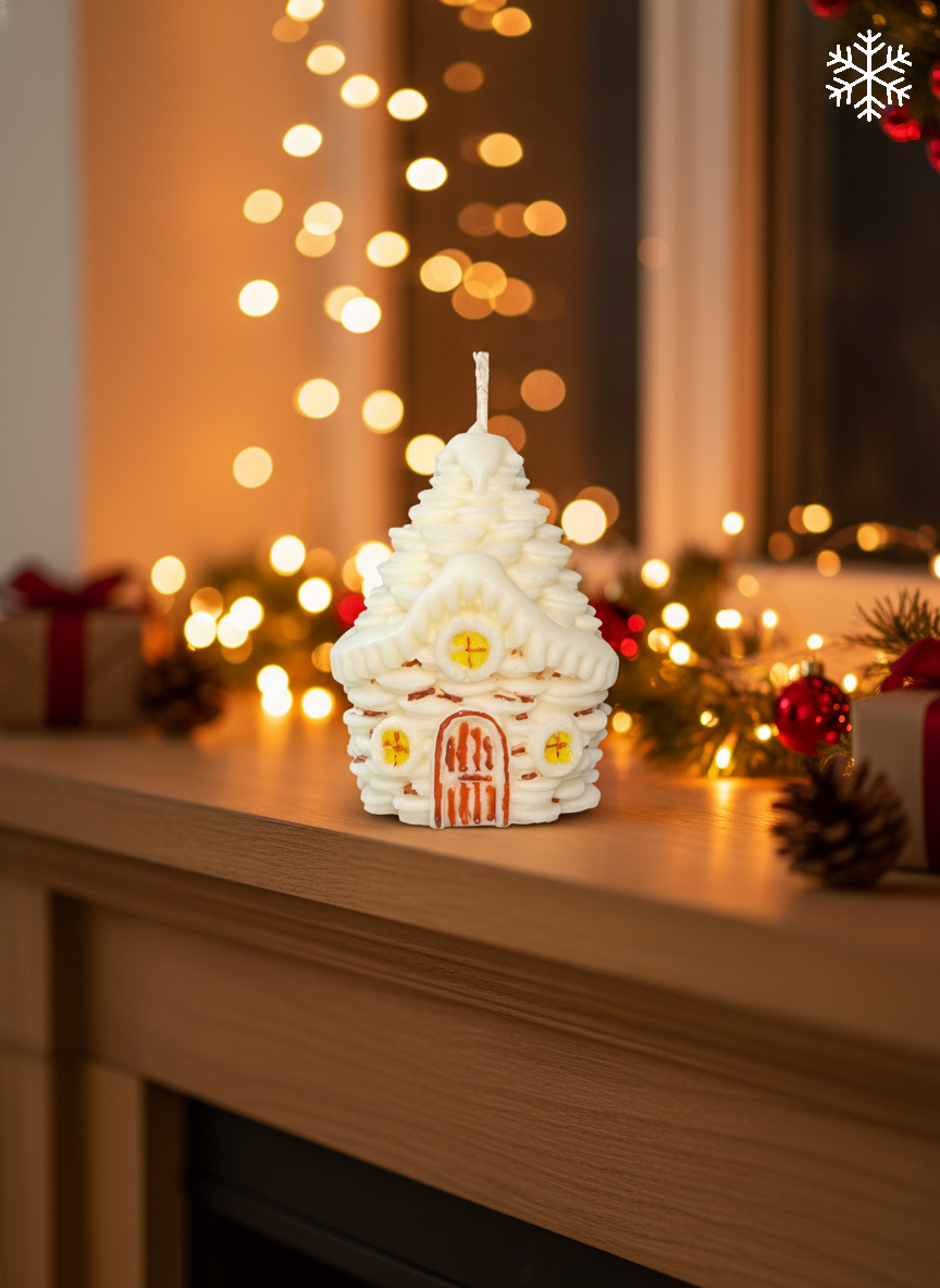 “Pinecone House” Candle — soy wax, hand-painted