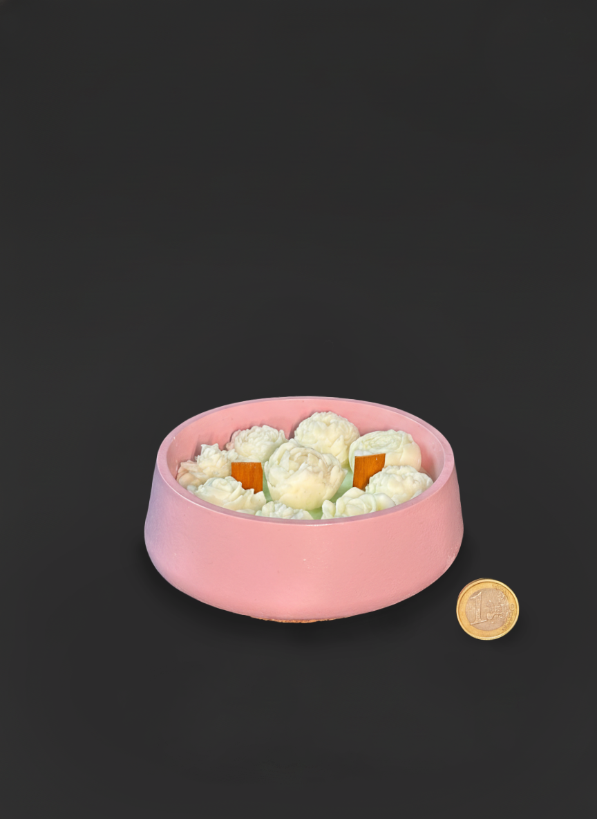 Bloom Bowl Candle — soy candle in a pink bowl with floral design